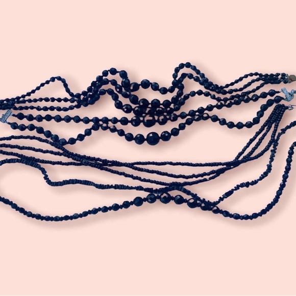 Black Glass Bead Necklaces Vintage Jewelry Lot - Picture 7 of 10
